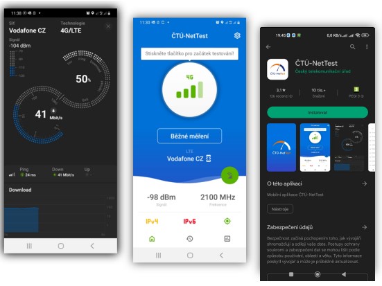 ČTÚ: Aplikace NetTest měří i rychlost přístupu k internetu v mobilu
