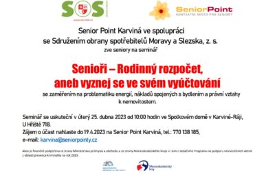 Pozvánka na seminář/besedu se seniory v Karviné 25. 4. 2023