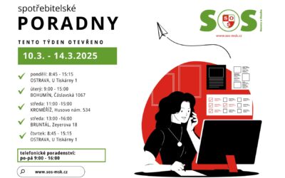 Otevírací doba bezplatných spotřebitelských poraden SOS MaS 10. – 14.3. 2025