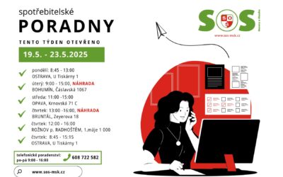 Otevírací doba bezplatných spotřebitelských poraden SOS MaS 19.-23.5.2025
