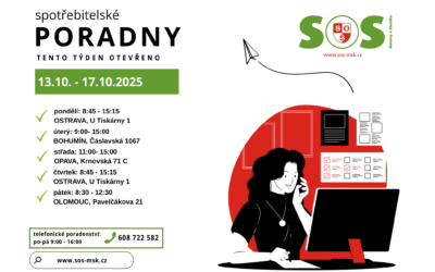 Otevírací doba bezplatných spotřebitelských poraden SOS MaS 13. – 17.10.2025