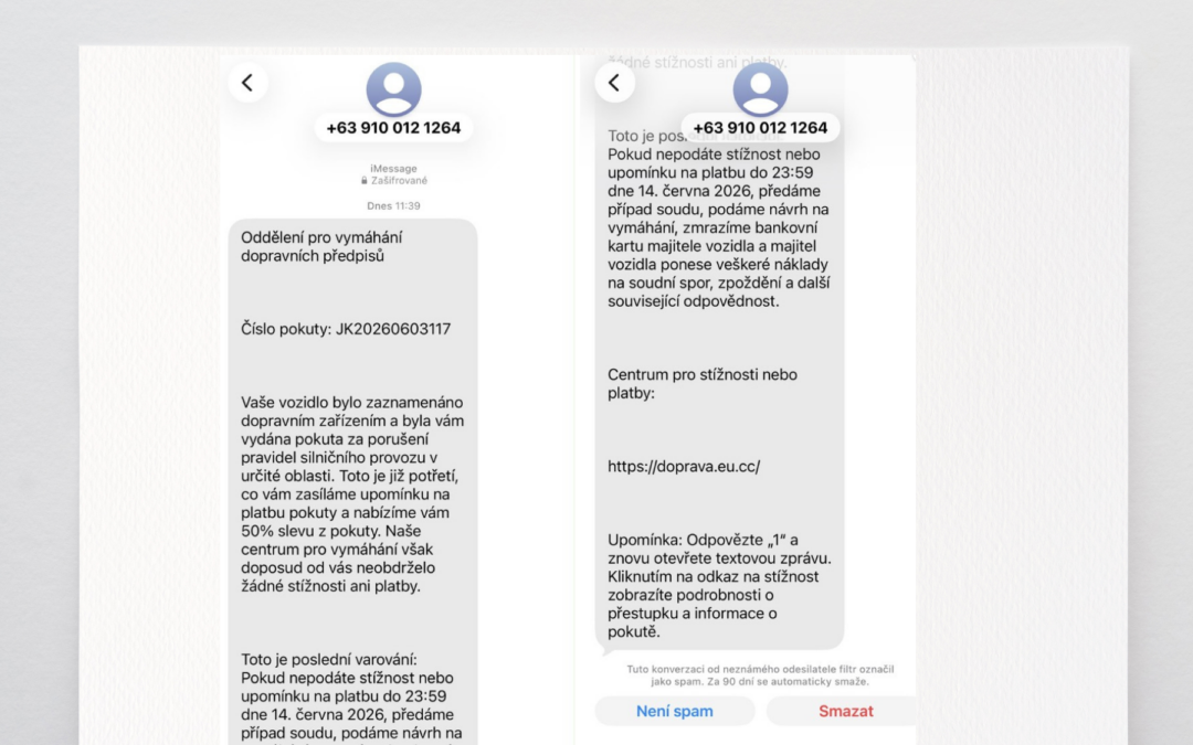 Pozor na falešné SMS o dopravních pokutách