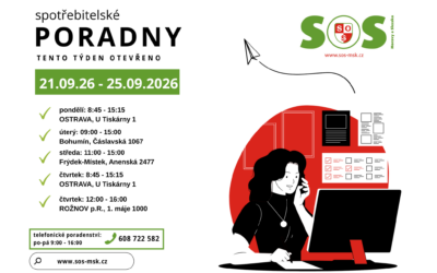 Otevírací doba bezplatných spotřebitelských poraden SOS MaS 21.9. – 25.09.2026