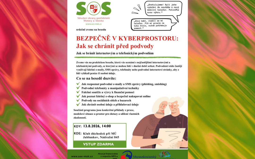 Pozvánka na besedu: BEZPEČNĚ V KYBERPROSTORU: Jak se chránit před podvody