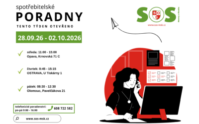 Otevírací doba bezplatných spotřebitelských poraden SOS MaS 28.9. – 02.10.2026