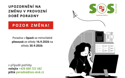 Upozornění na změnu provozní doby poradny v Opavě