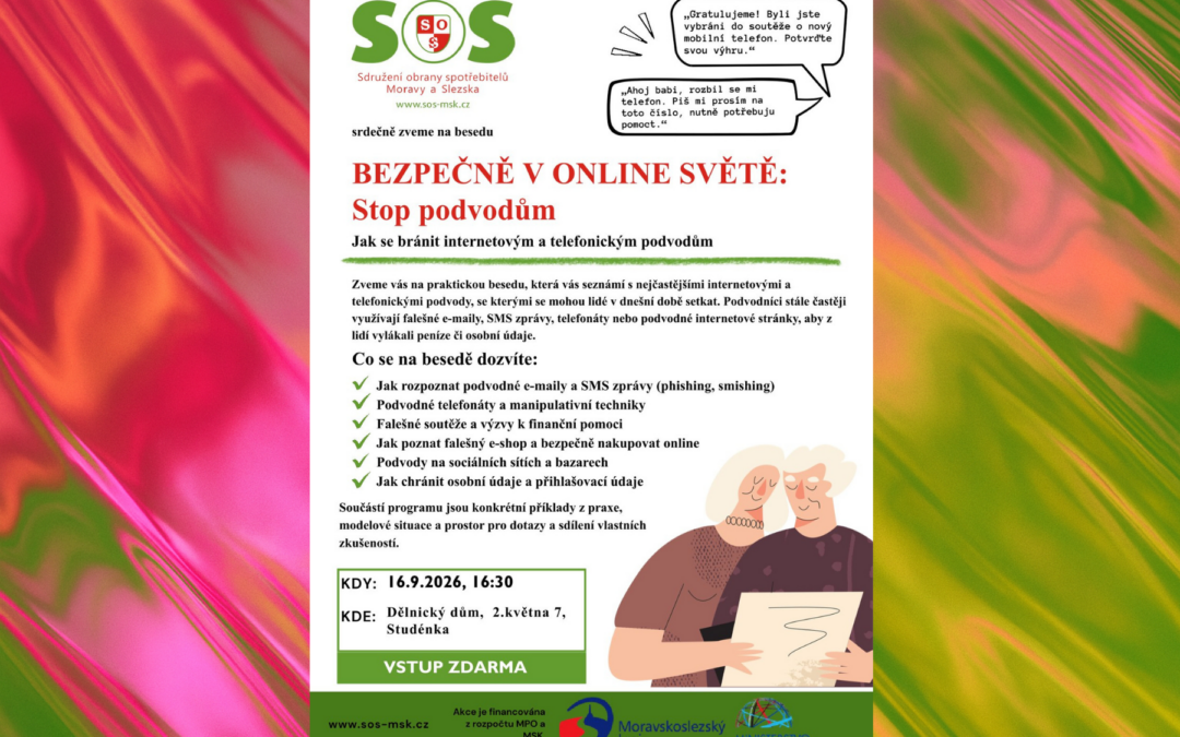 Pozvánka na besedu: BEZPEČNĚ V KYBERPROSTORU: Jak se chránit před podvody